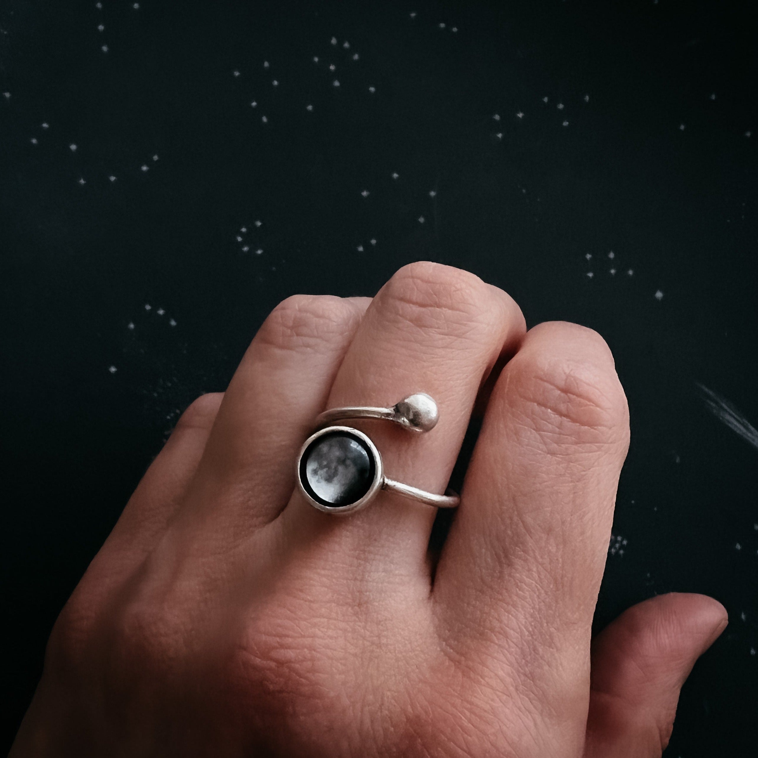 Large Crescent My Moon Ring with Custom Lunar Phase