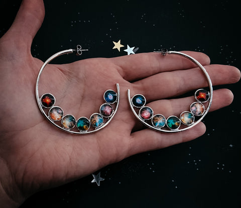 Nebula Rainbow Pride Hoop Earrings Jewelry Yugen Handmade