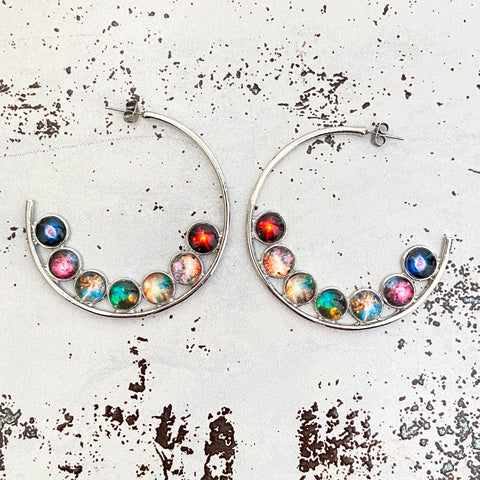 Nebula Rainbow Pride Hoop Earrings Jewelry Yugen Handmade