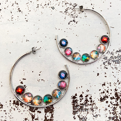 Nebula Rainbow Pride Hoop Earrings Jewelry Yugen Handmade