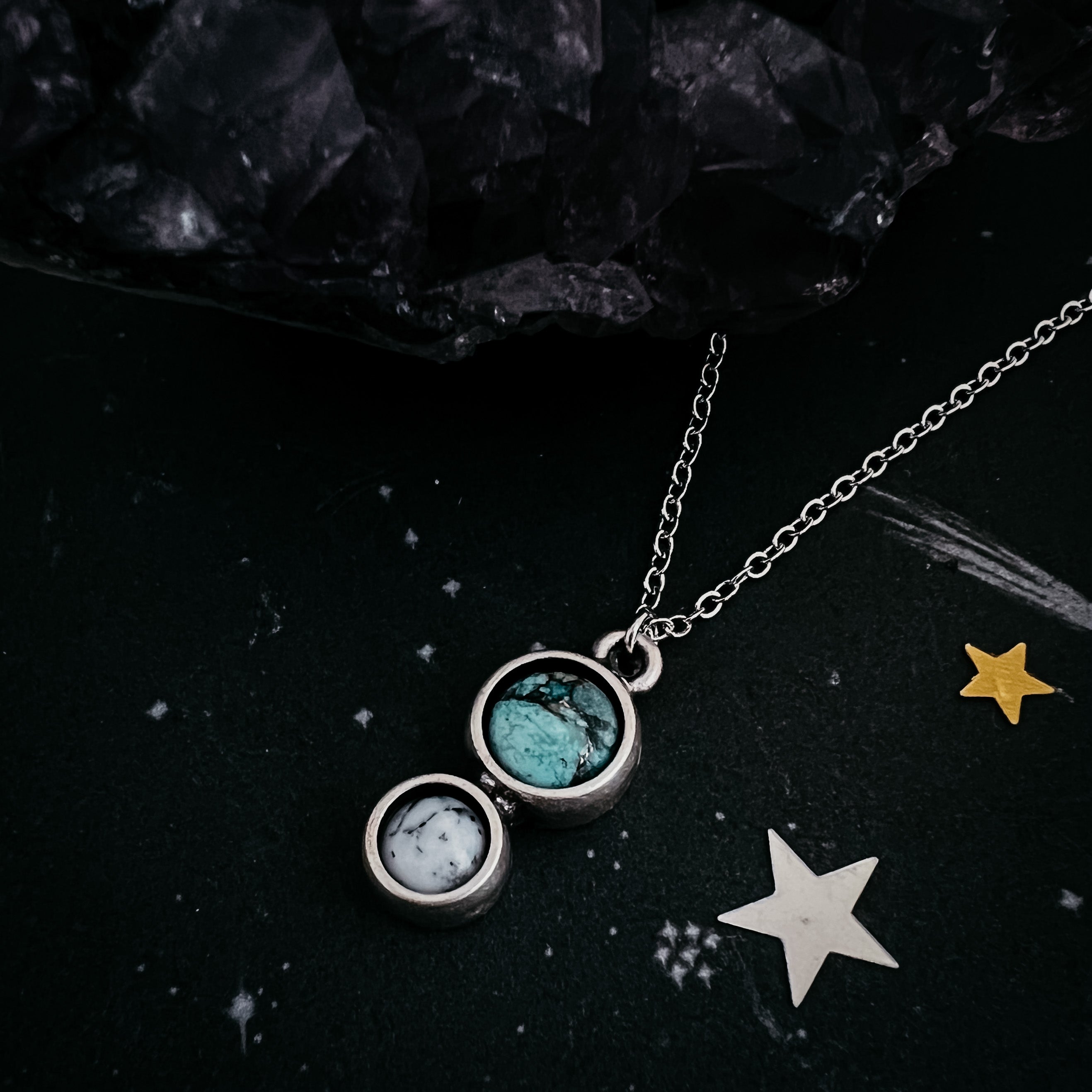 Earth and 2025 moon necklace